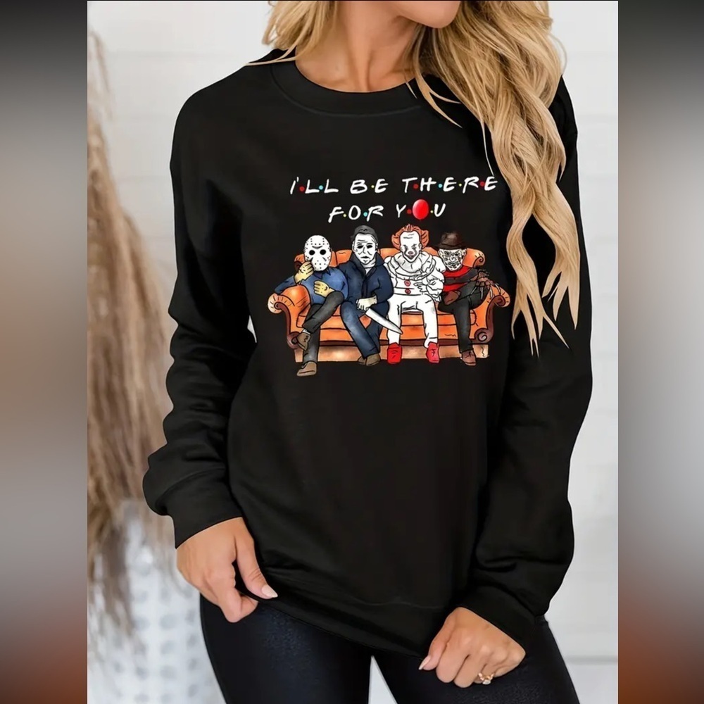 Halloween Fall Scary horror friends plus size long sleeve